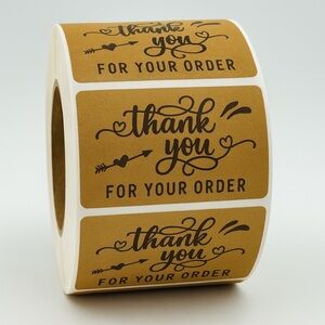 Kraft “Thank You for your purchase ” Packaging Stickers – 100 Label Roll